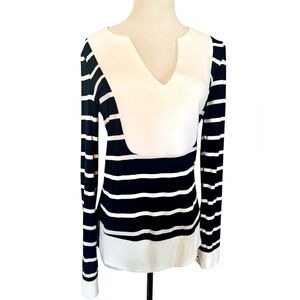 [Julie Brown] Navy and White Striped 100% Cotton Long Sleeve Tunic Sz: P